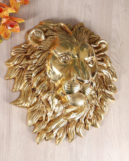 Pure Brass Large Lion Face Wall Hanging 14.5 inch - Budhshiv.com