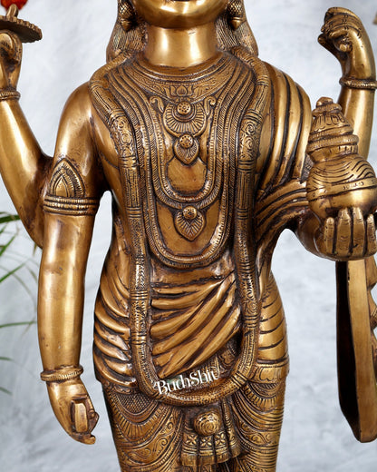 Pure Brass Large Lord Dhanvantari Statue | 30 Inch - Budhshiv.com