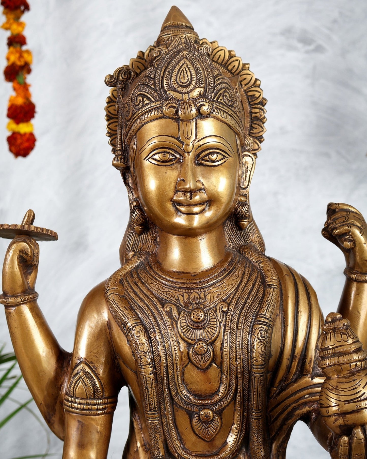 Pure Brass Large Lord Dhanvantari Statue | 30 Inch - Budhshiv.com