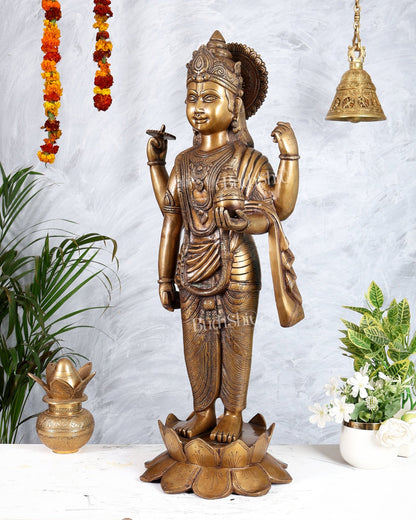 Pure Brass Large Lord Dhanvantari Statue | 30 Inch - Budhshiv.com