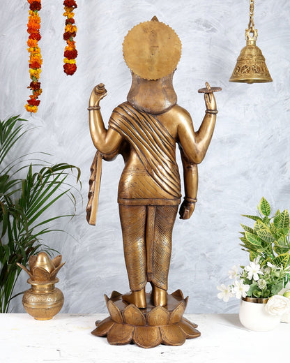 Pure Brass Large Lord Dhanvantari Statue | 30 Inch - Budhshiv.com