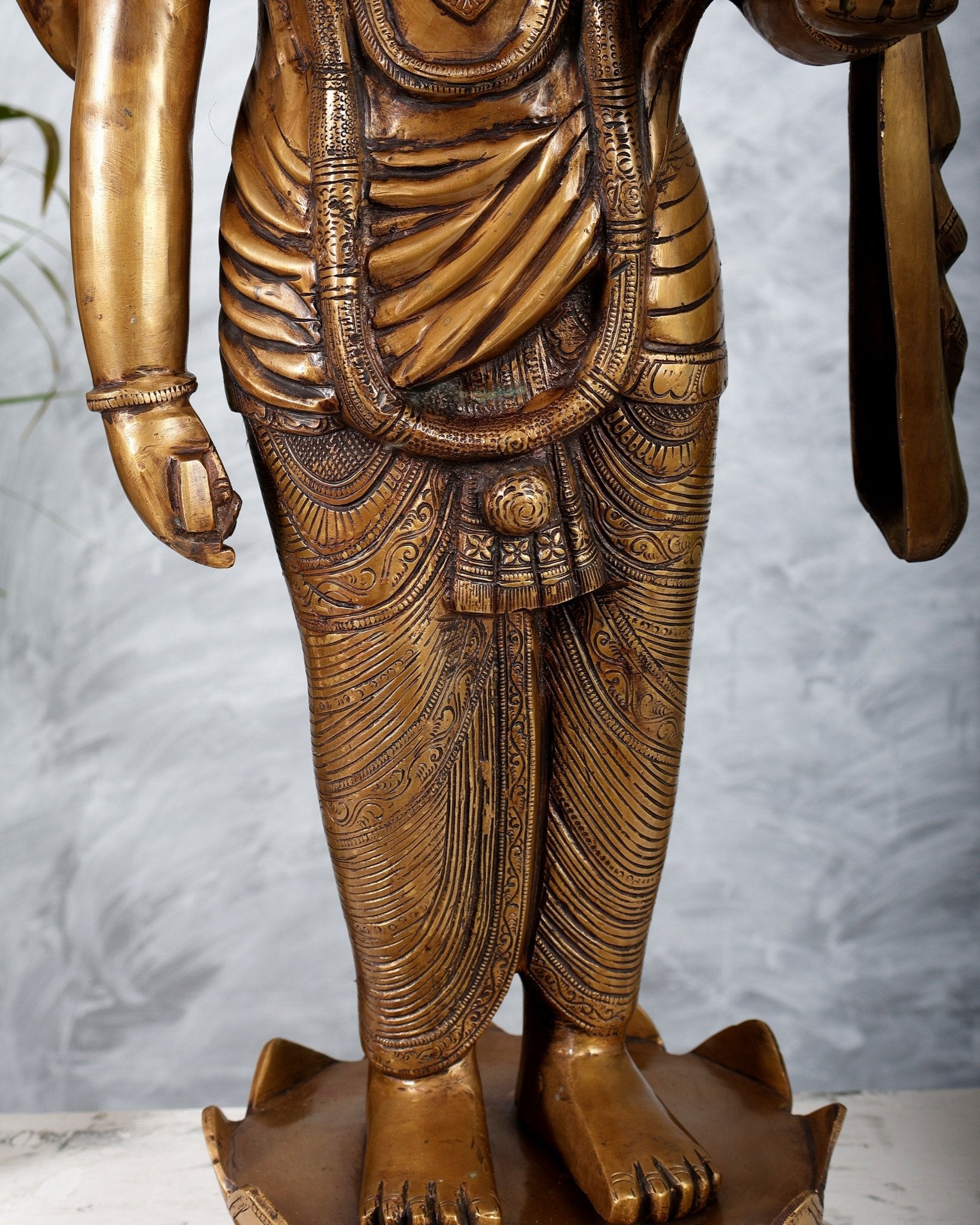 Pure Brass Large Lord Dhanvantari Statue | 30 Inch - Budhshiv.com