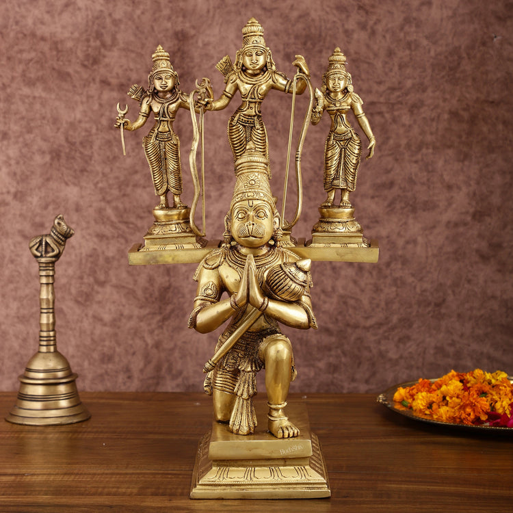 Buy Pure Brass Large Lord Hanuman Carrying Rama, Lakshman, and
