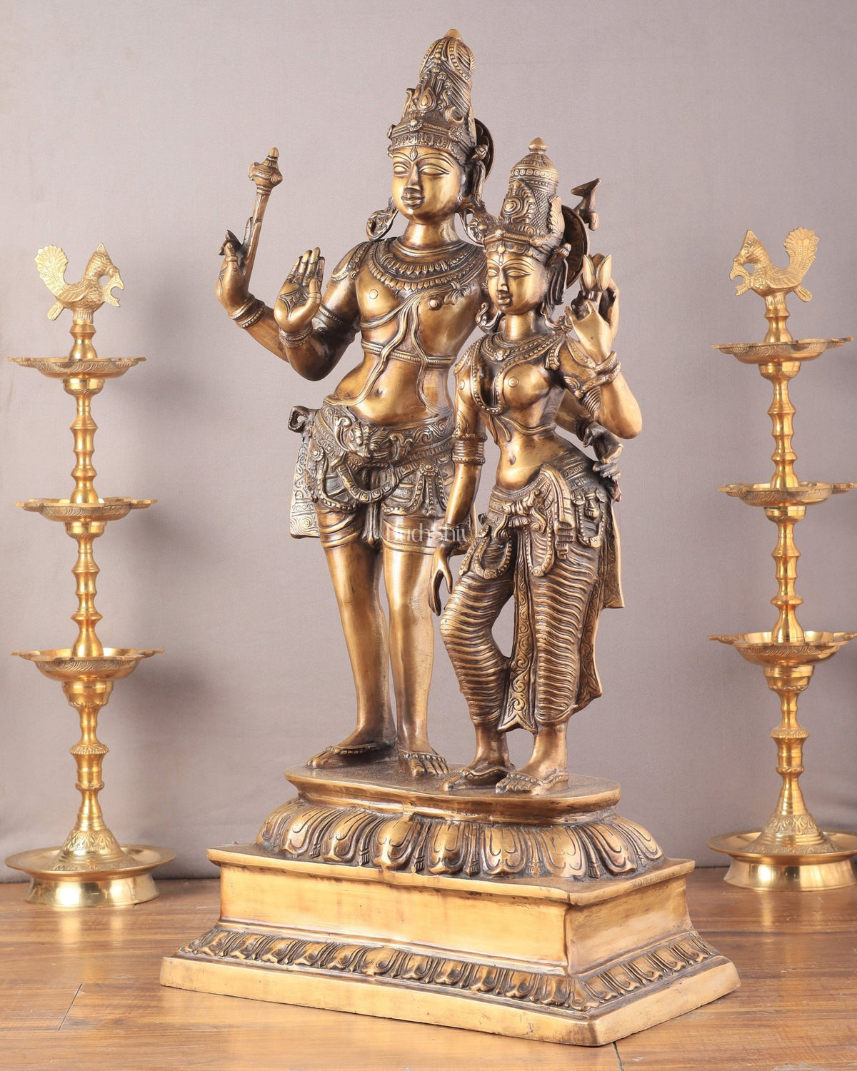Pure Brass Large Lord Shiva and Parvati Standing Together Statue – 36 ...