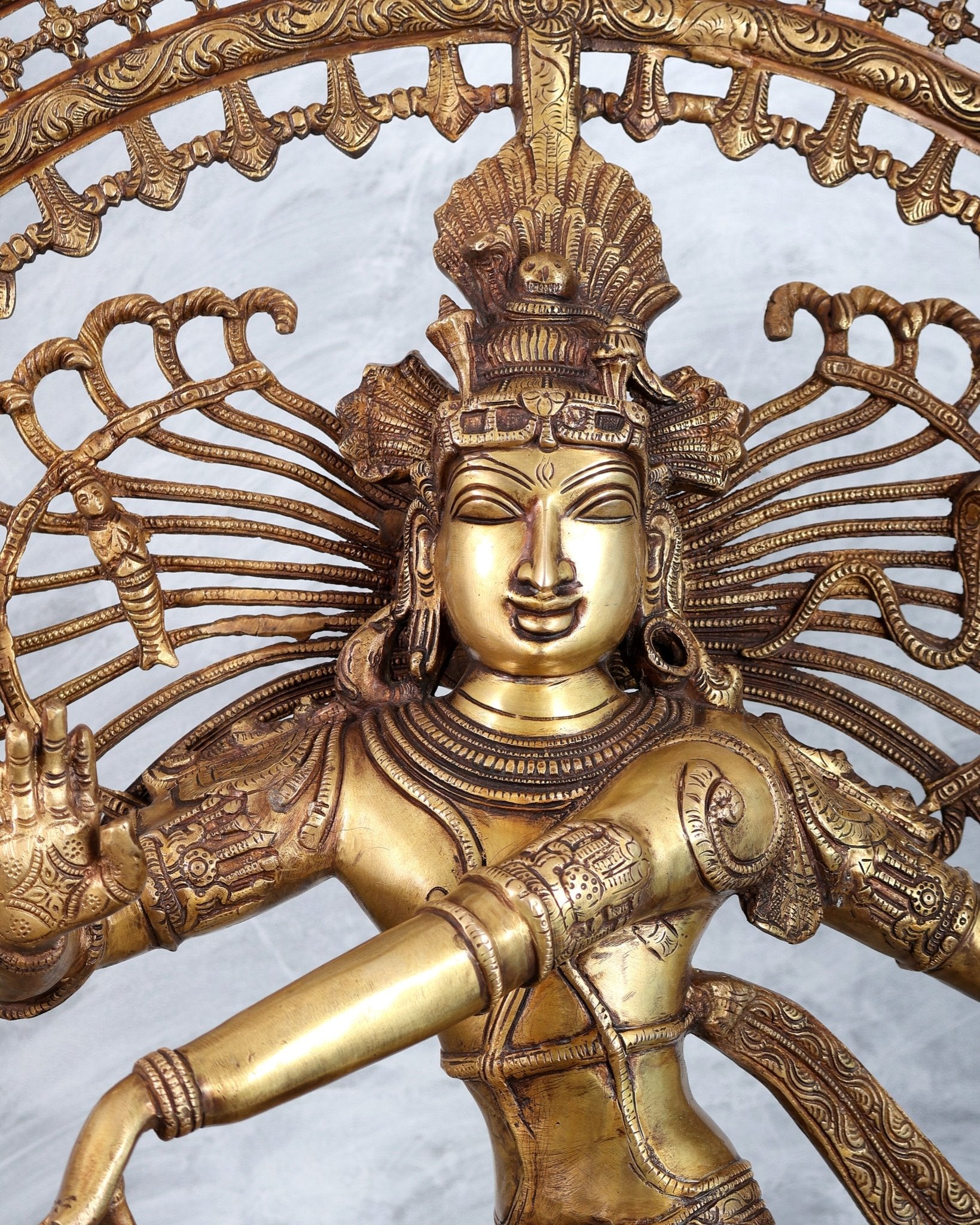 Pure Brass Large Lord Shiva as Nataraja - 47 Inch, Antique brass tone - Budhshiv.com