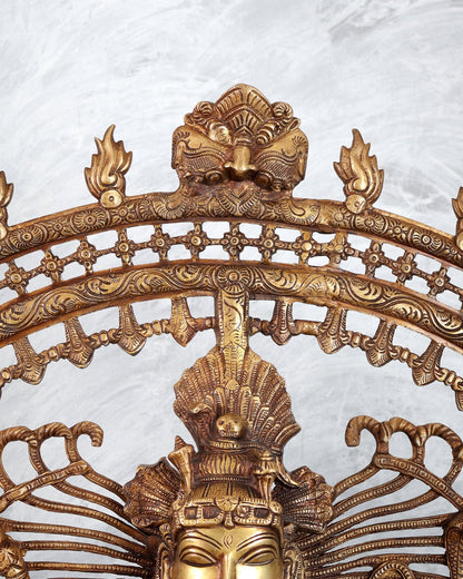 Pure Brass Large Lord Shiva as Nataraja - 47 Inch, Antique brass tone - Budhshiv.com