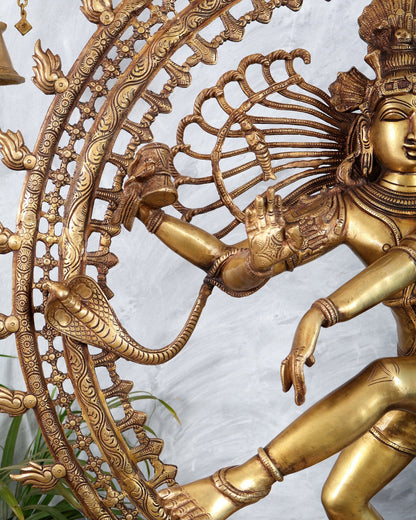 Pure Brass Large Lord Shiva as Nataraja - 47 Inch, Antique brass tone - Budhshiv.com