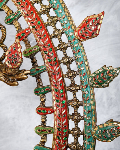 Pure Brass Large Lord Shiva as Nataraja - 47 Inch, meenakari Stonework - Budhshiv.com