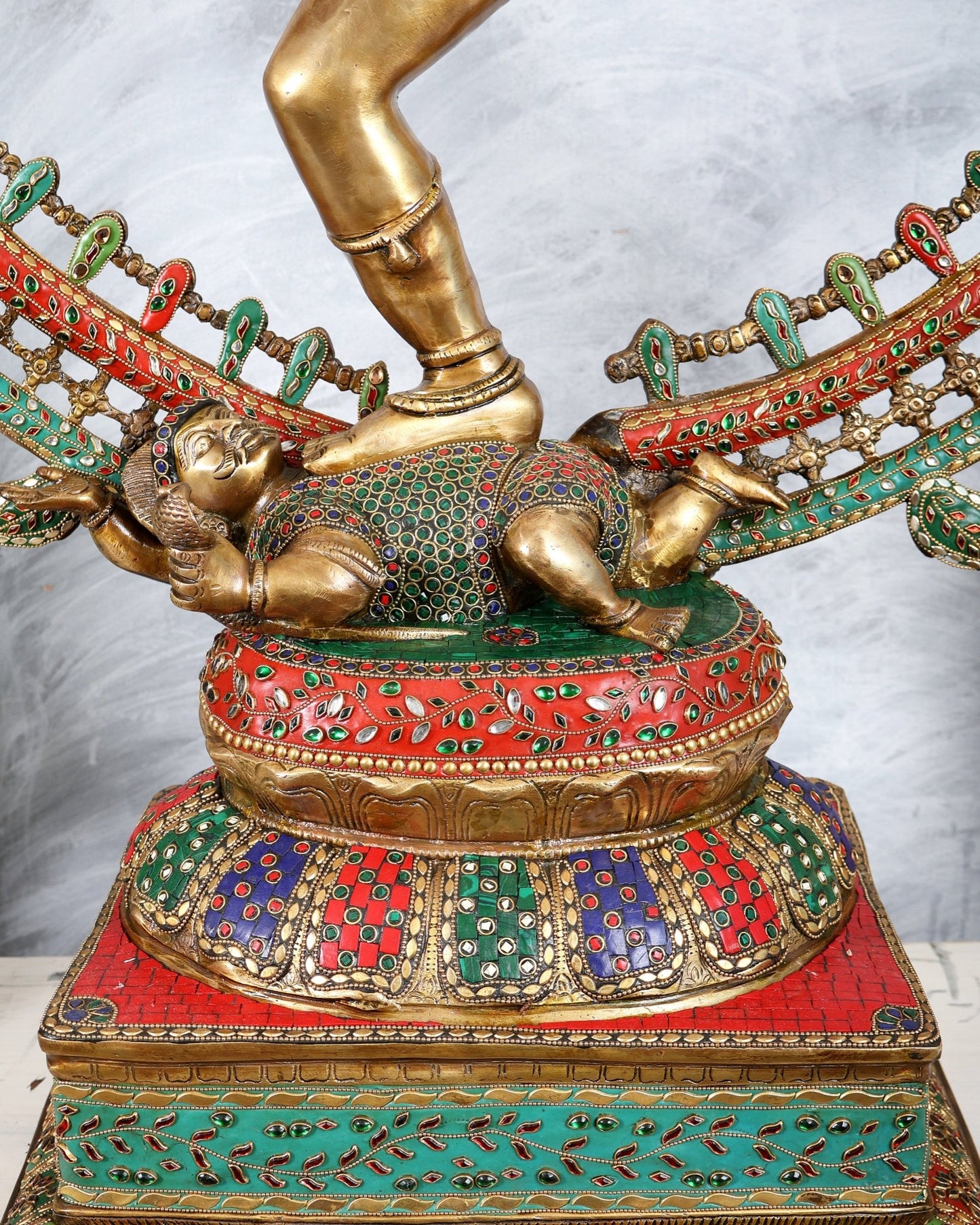 Pure Brass Large Lord Shiva as Nataraja - 47 Inch, meenakari Stonework - Budhshiv.com