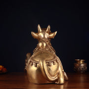 Pure Brass Large Nandi Statue – Straight Face, Superfine Carvings, 17 Inch, 30 Kg - Budhshiv.com