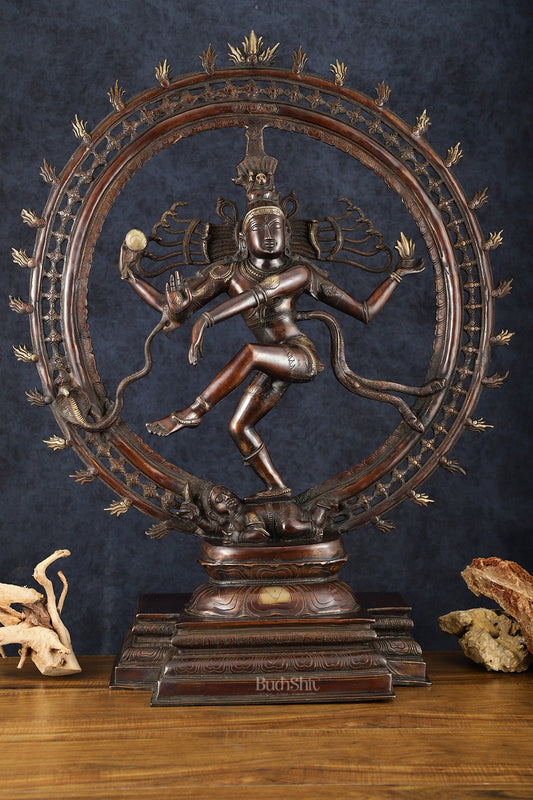 Pure Brass Large Nataraja Statue | 35" - Budhshiv.com