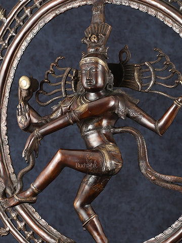 Pure Brass Large Nataraja Statue | 35" - Budhshiv.com