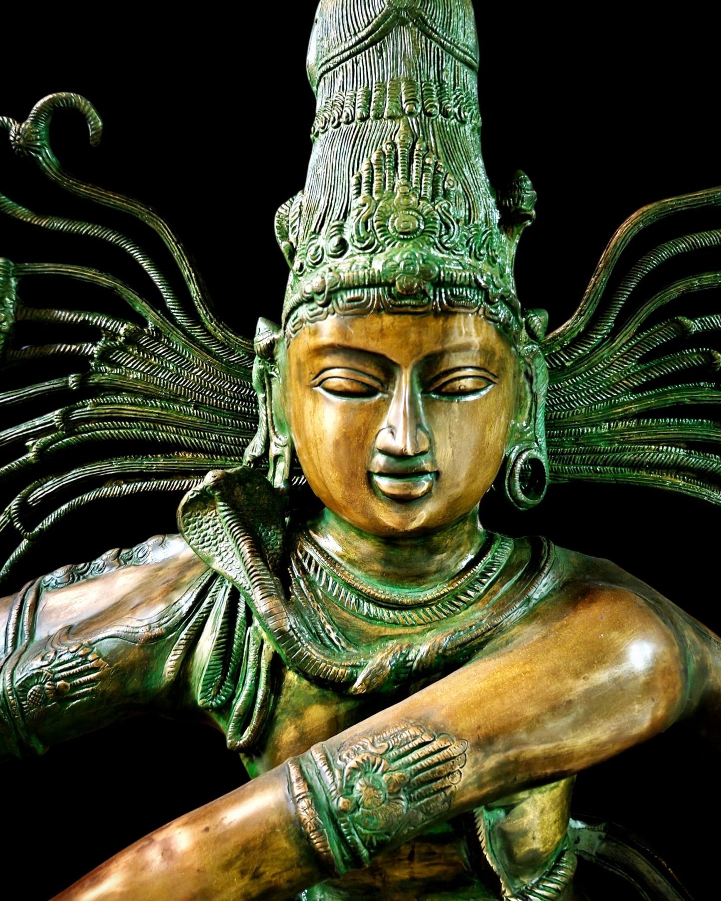 Pure Brass Large Nataraja with Temple Style Arch | Antique Bronze Finish 71 inch - Budhshiv.com