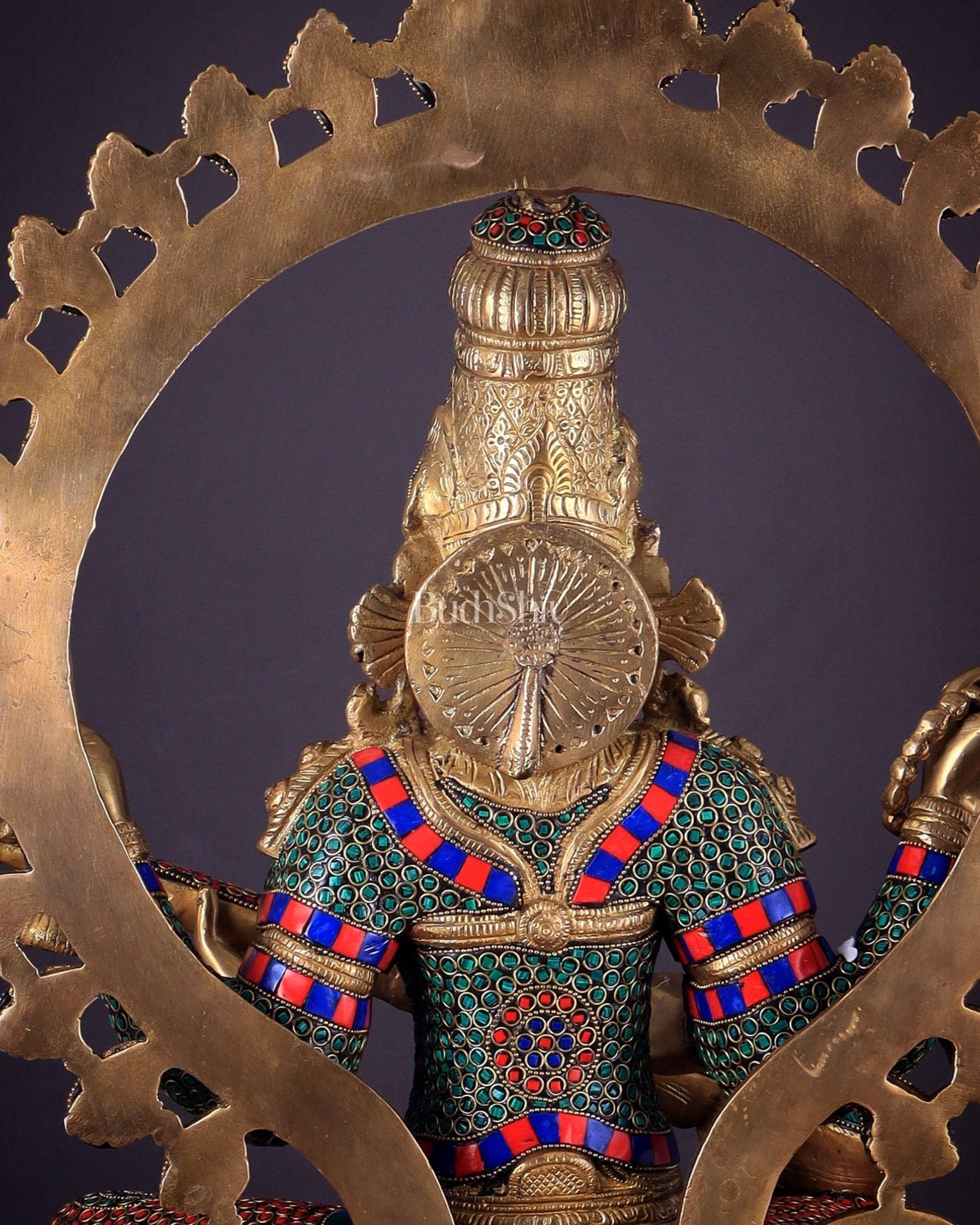 Pure Brass Large Saraswati Devi Statue with Meenakari Stonework – 27" - Budhshiv.com