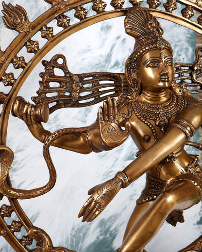 Pure Brass large sized Nataraja Statue - 33 inch - Budhshiv.com