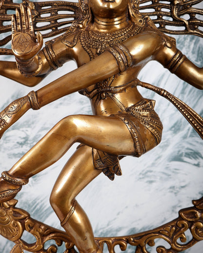 Pure Brass large sized Nataraja Statue - 33 inch - Budhshiv.com