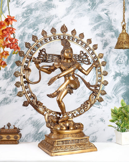 Pure Brass large sized Nataraja Statue - 33 inch - Budhshiv.com
