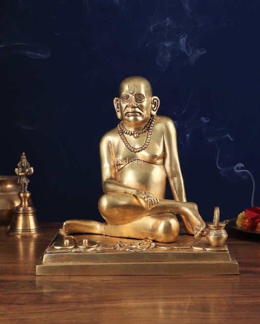 Pure Brass Large Swamy Samarth Guru Statue 12" - Budhshiv.com
