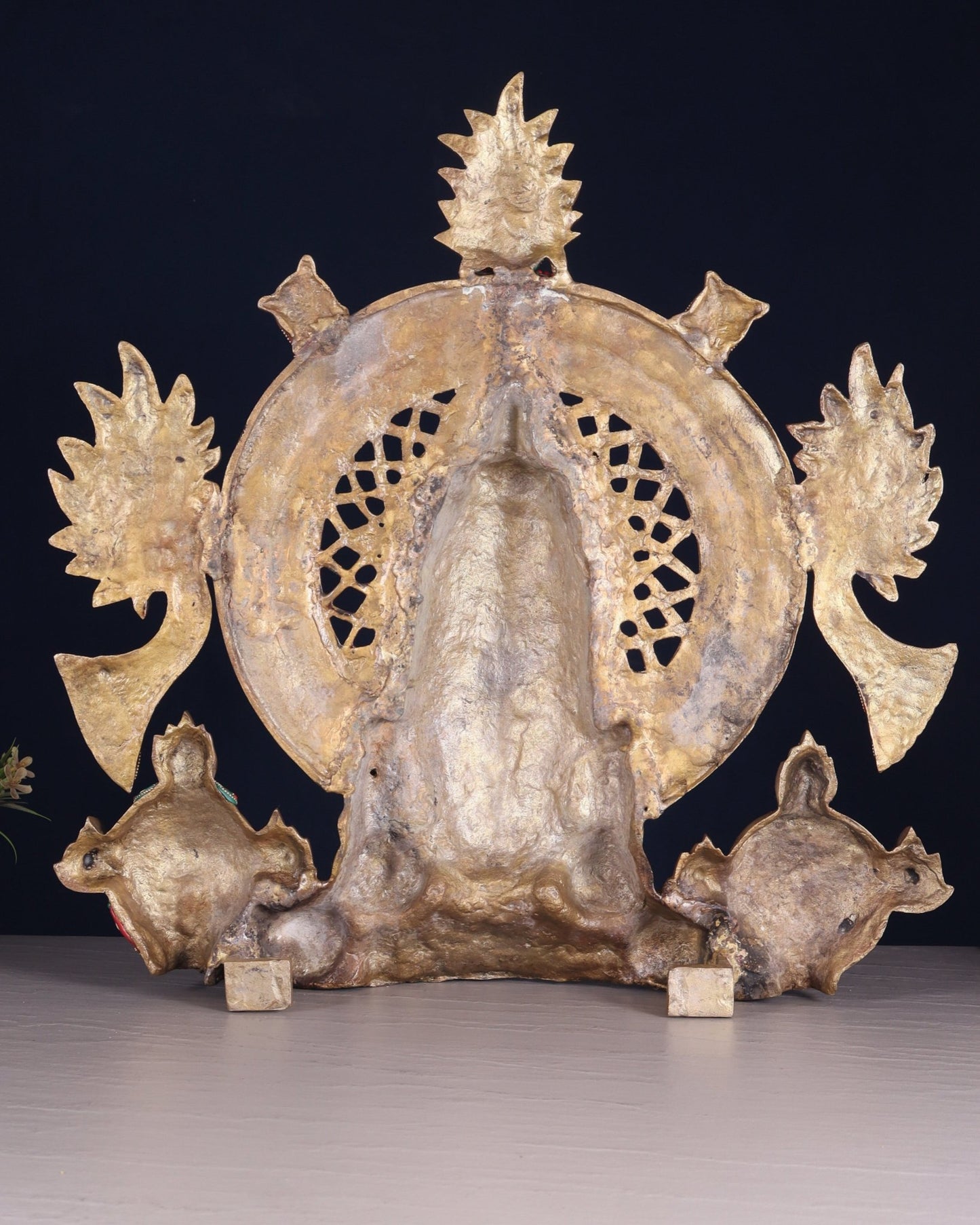 Pure Brass Large Tirupati Balaji face Bust statue | Floral Stonework 22.5" - Budhshiv.com
