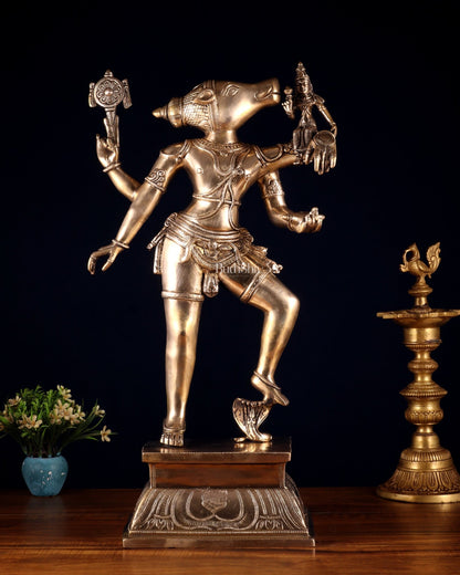 Pure Brass Large Varaha Lakshmi Statue – 24" - Budhshiv.com