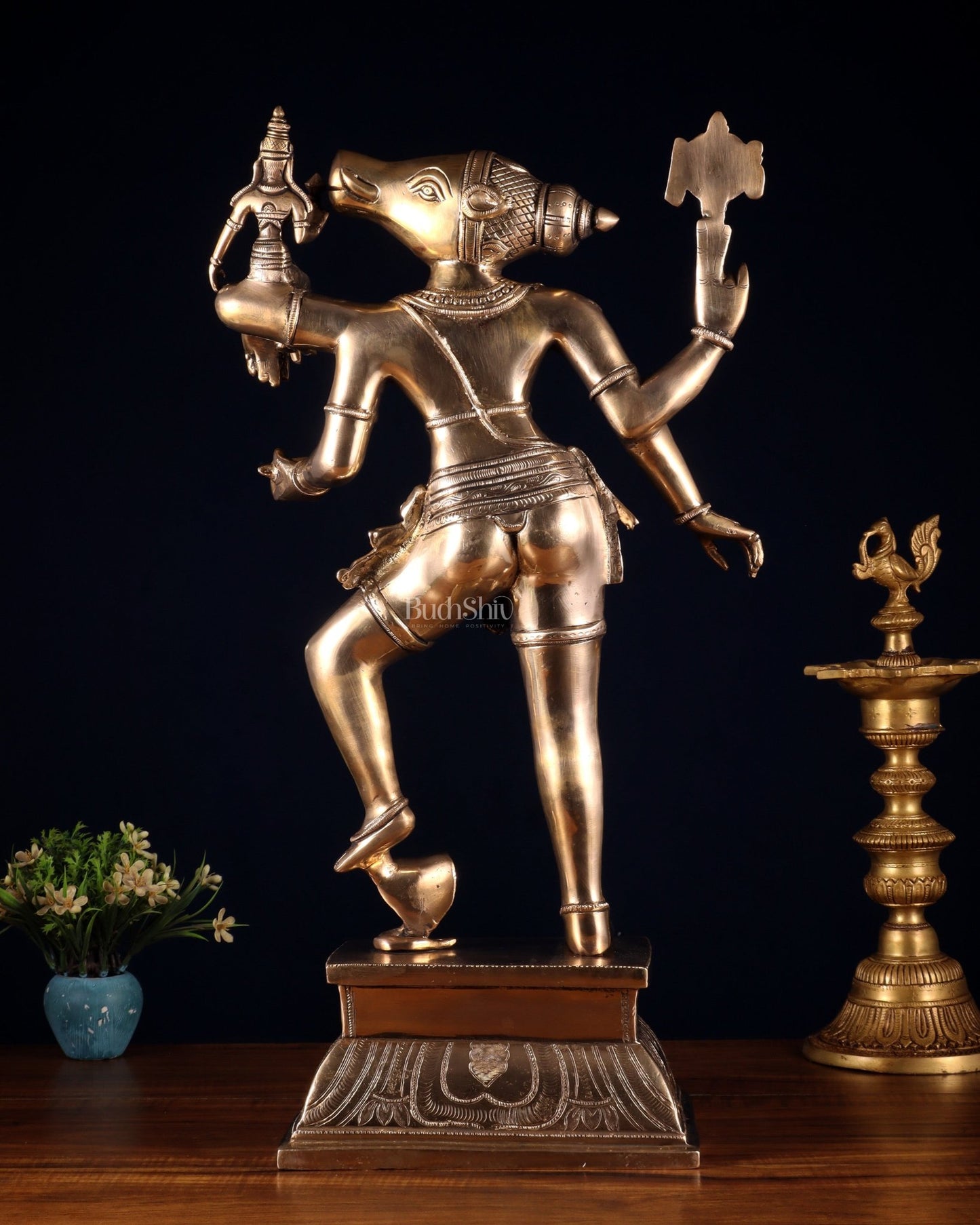 Pure Brass Large Varaha Lakshmi Statue – 24" - Budhshiv.com