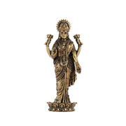 Pure brass lightweight Standing goddess Lakshmi idol 4" - Budhshiv.com