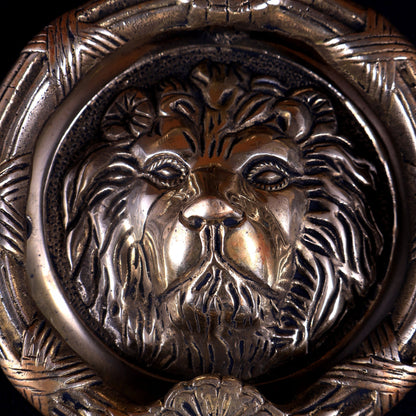 Pure Brass Lion Face Door Knocker | Vastu Main Door Guardian - Budhshiv.com