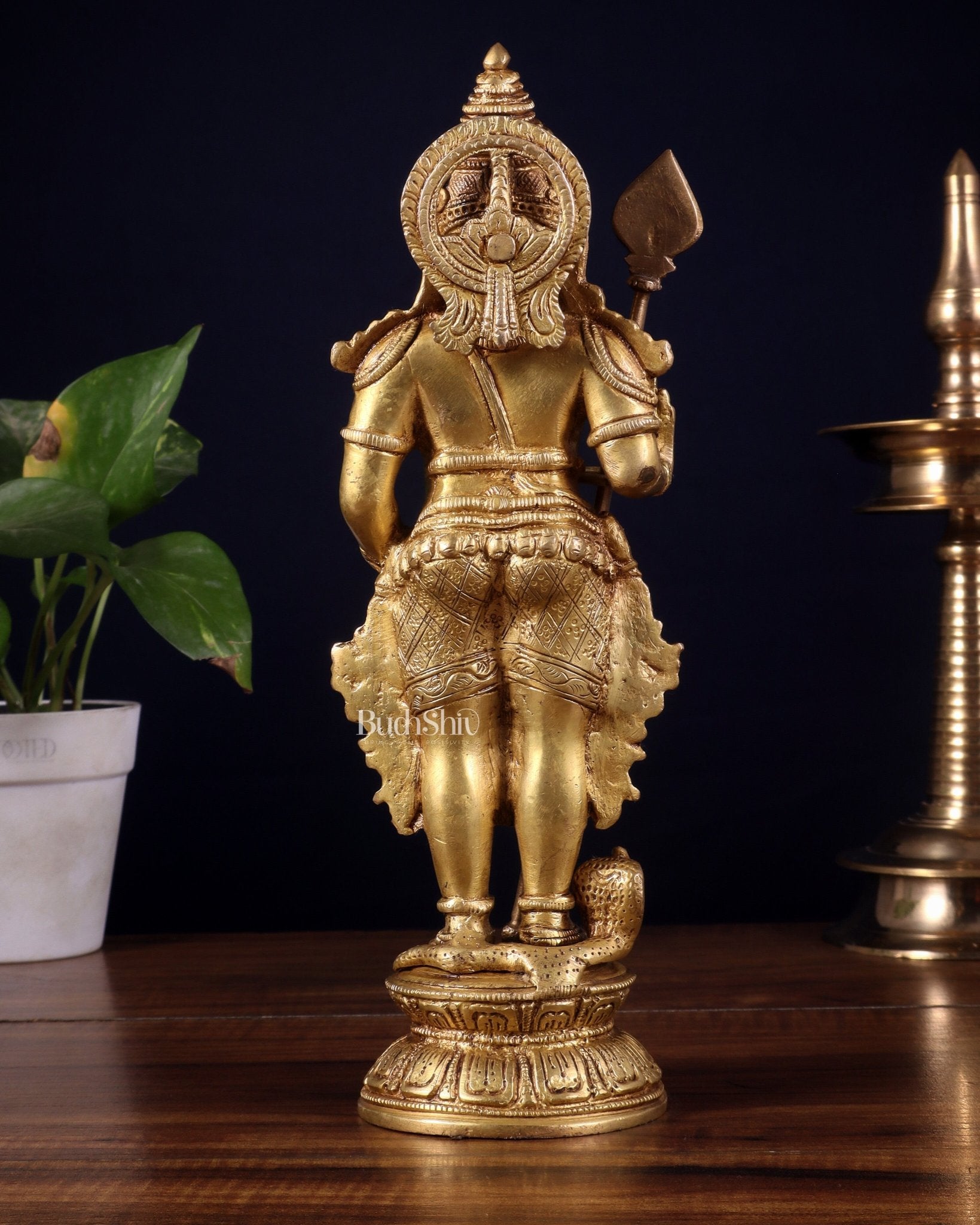 Pure Brass Lord Bala Murugan Kartikeya Statue | 11 Inches - Budhshiv.com