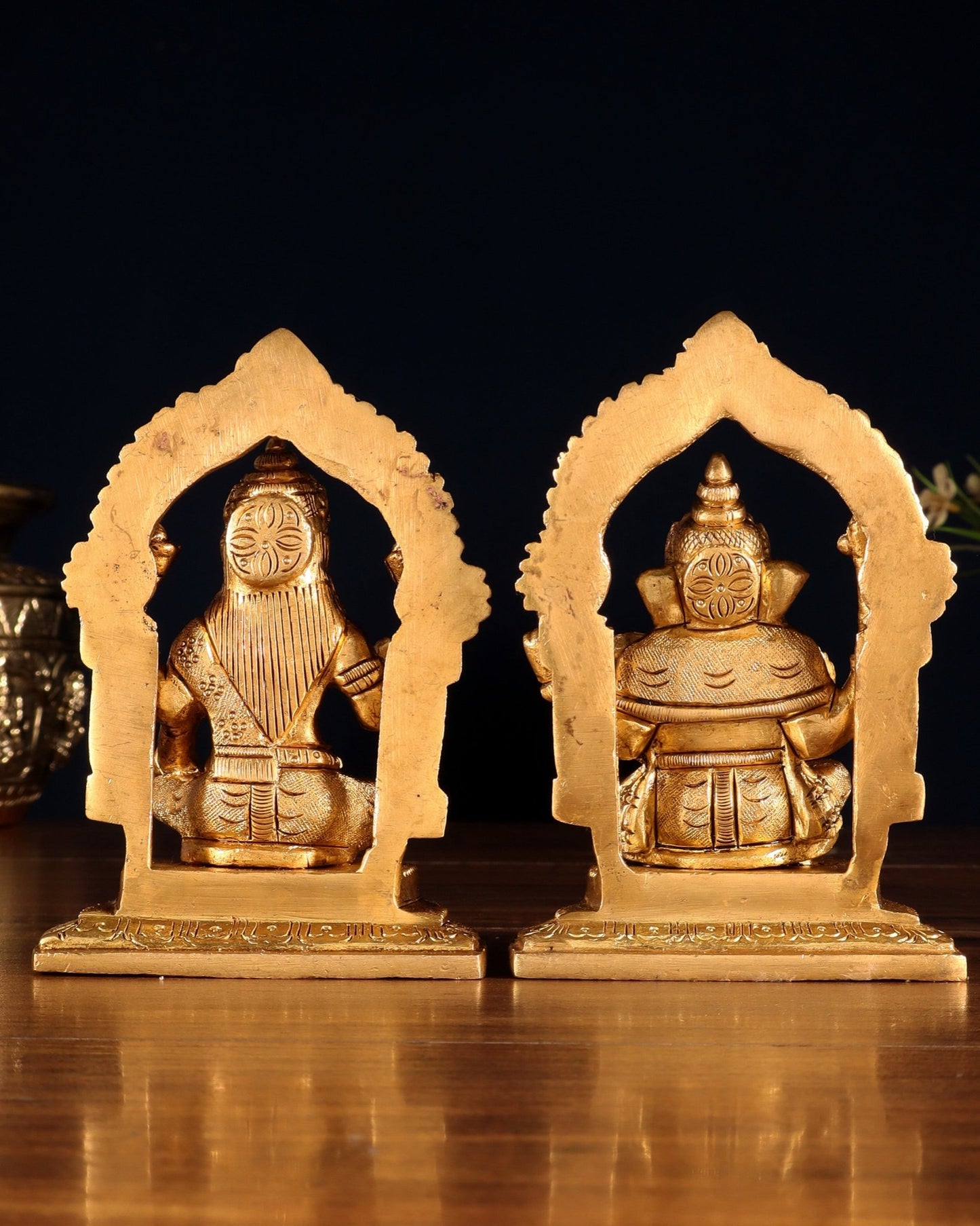 Pure Brass Lord Ganesha & Goddess Lakshmi Idols – Handcrafted Divine Pair 5" - Budhshiv.com