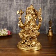Pure Brass Lord Ganesha Highly Detailed Statue | 12 Inch - Budhshiv.com