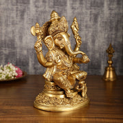Pure Brass Lord Ganesha Highly Detailed Statue | 12 Inch - Budhshiv.com