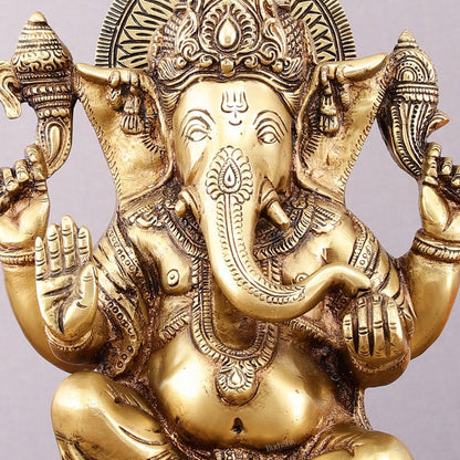 Pure Brass Lord Ganesha Idol – 8" - Budhshiv.com