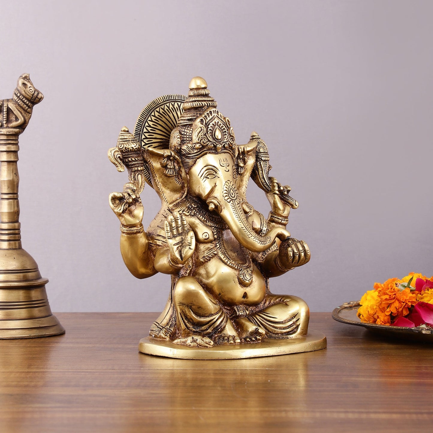 Pure Brass Lord Ganesha Idol – 8" - Budhshiv.com