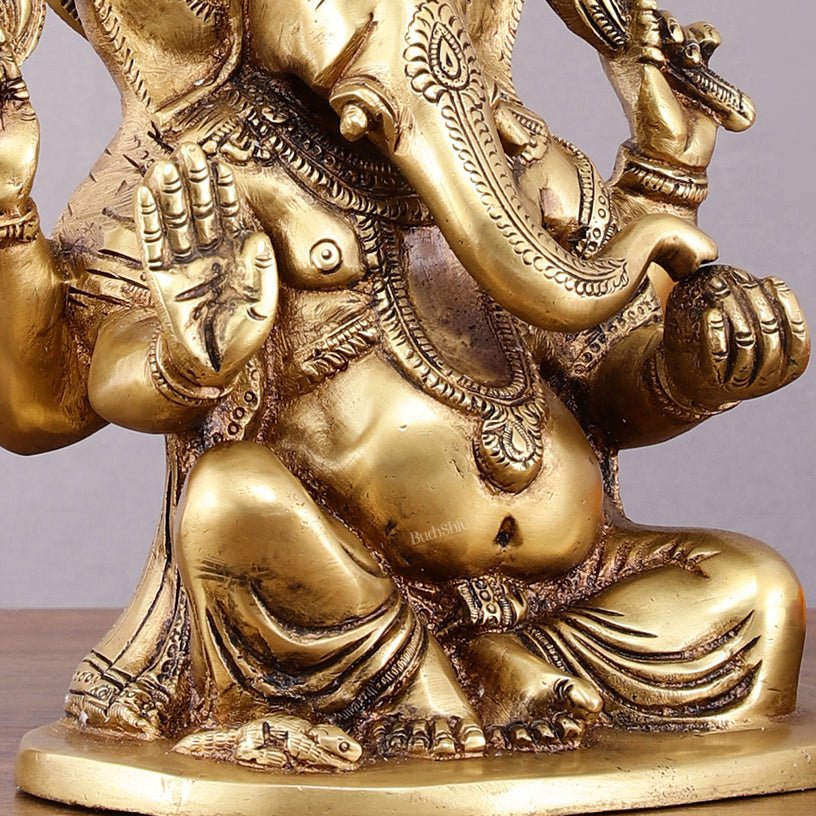 Pure Brass Lord Ganesha Idol – 8" - Budhshiv.com