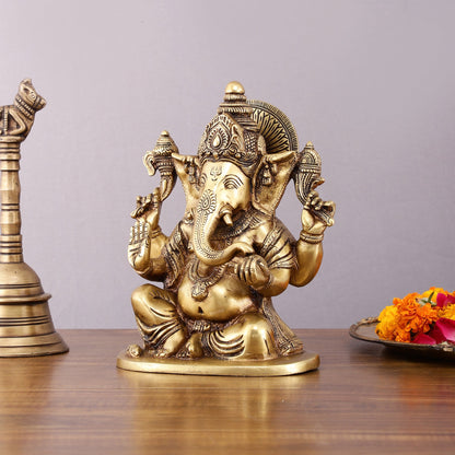 Pure Brass Lord Ganesha Idol – 8" - Budhshiv.com