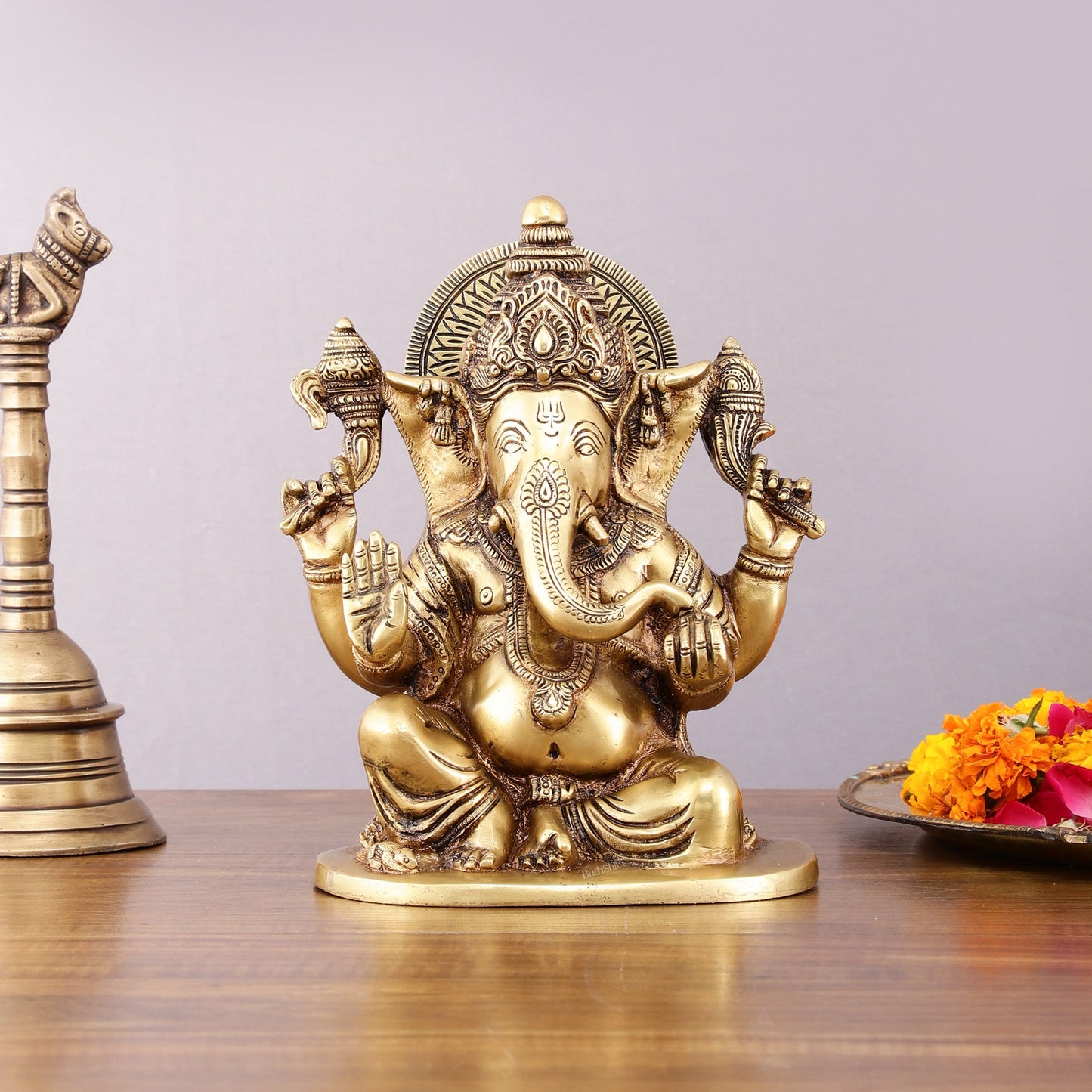 Pure Brass Lord Ganesha Idol – 8" - Budhshiv.com