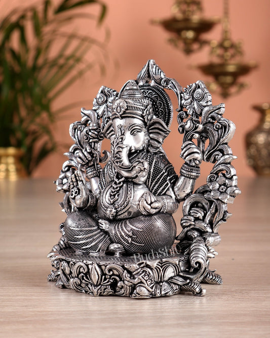 Pure Brass Lord Ganesha Idol silver plated – 4” superfine - Budhshiv.com