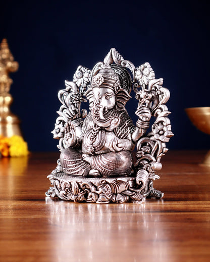 Pure Brass Lord Ganesha Idol silver plated – 4” superfine - Budhshiv.com