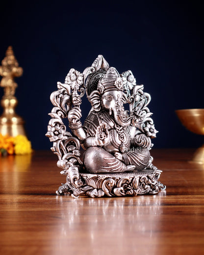 Pure Brass Lord Ganesha Idol silver plated – 4” superfine - Budhshiv.com