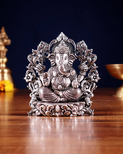 Pure Brass Lord Ganesha Idol silver plated – 4” superfine - Budhshiv.com