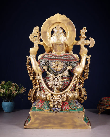 Pure Brass Lord Ganesha Idol with Jewellers Meenakari 18" - Budhshiv.com
