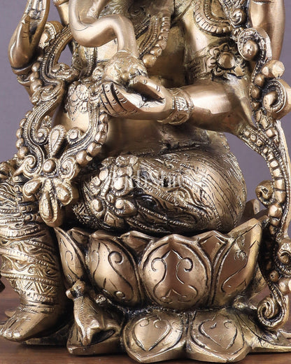 Pure Brass Lord Ganesha Idol with matte Finish - Budhshiv.com