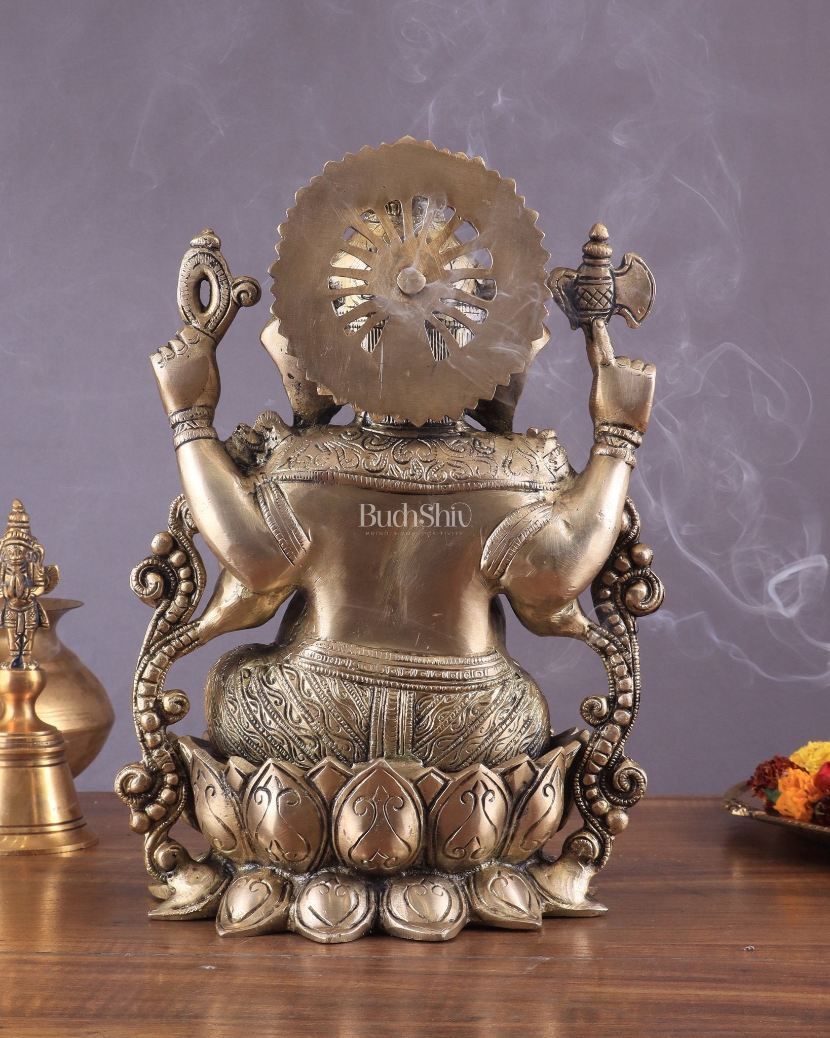 Pure Brass Lord Ganesha Idol with matte Finish - Budhshiv.com