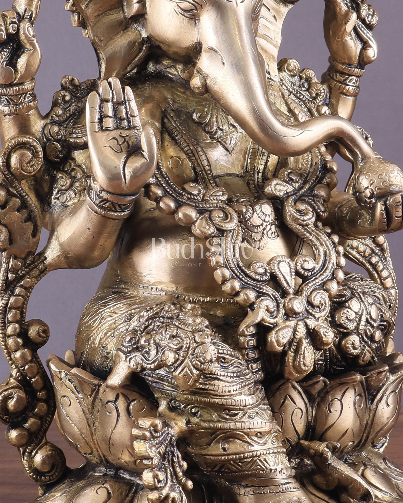 Pure Brass Lord Ganesha Idol with matte Finish - Budhshiv.com