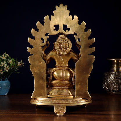 Pure Brass Lord Ganesha Idol with Prabhavali | 12 Inch - Budhshiv.com