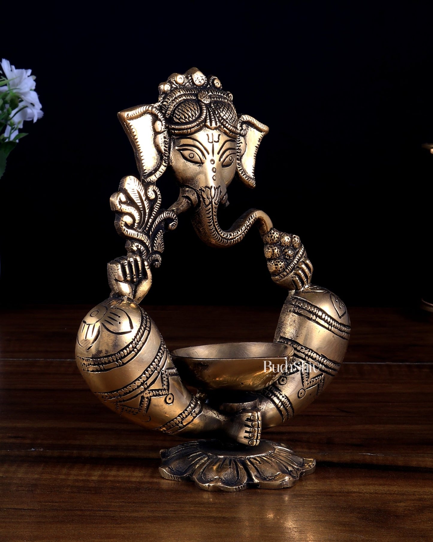 Pure Brass Lord Ganesha Modernized Diya Oil Lamp – Home Decor & Gifting - Budhshiv.com