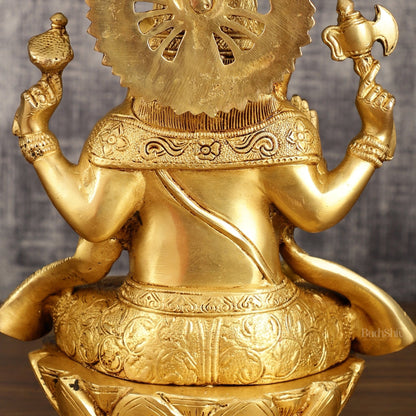 Pure Brass Lord Ganesha on Lotus Base | 11 Inch Height | Elegant Design - Budhshiv.com