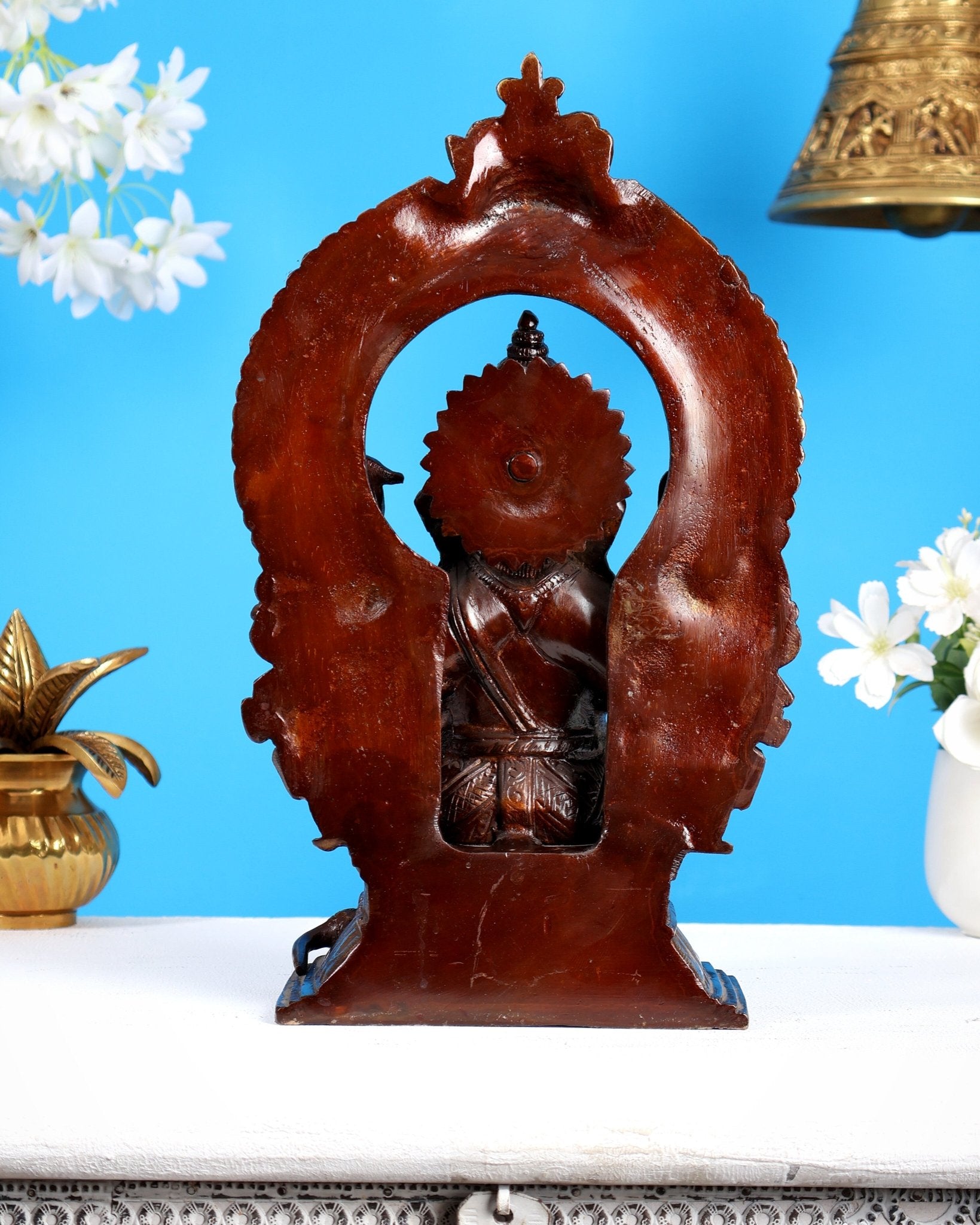 Pure Brass Lord Ganesha on Throne – Dual Tone Finish 12 inch - Budhshiv.com