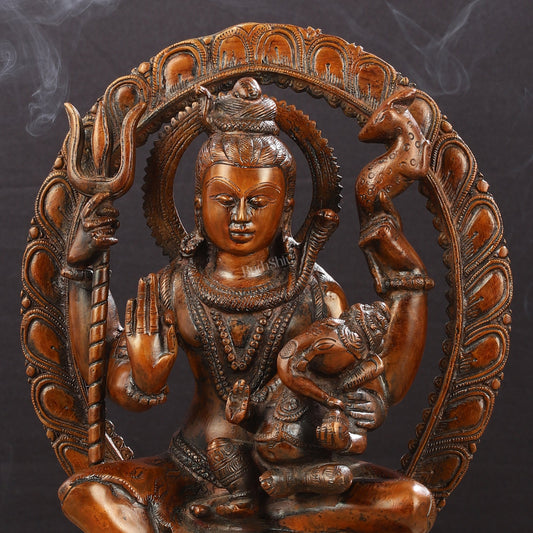 Pure Brass Lord Ganesha Seated on Lord Shiva's Lap Statue - 12 - Inch - Budhshiv.com