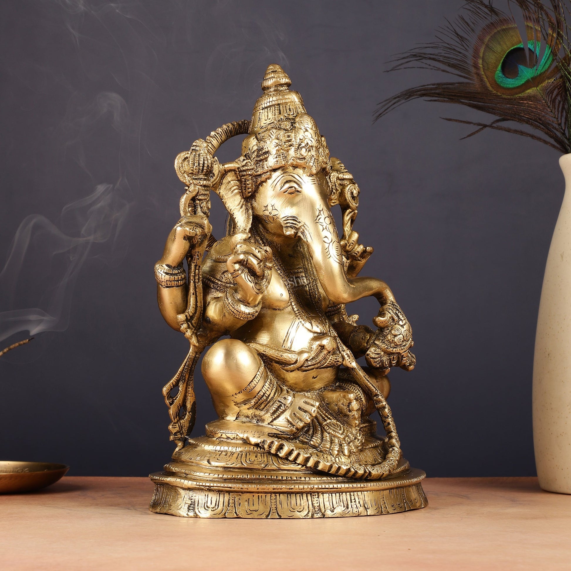 Pure Brass Lord Ganesha Statue 10" finely crafted - Budhshiv.com